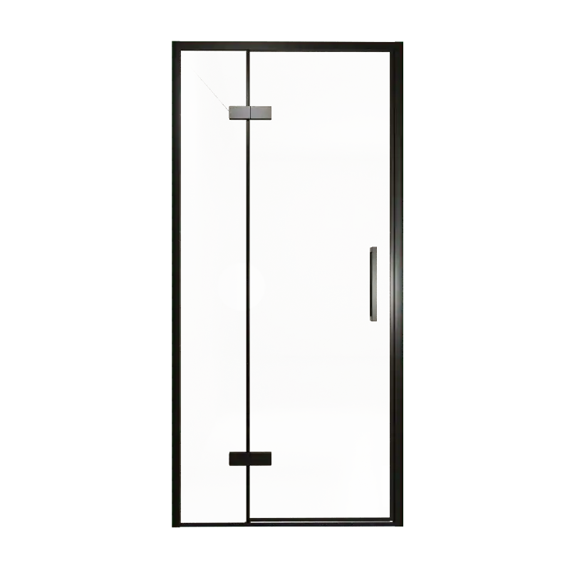 Balmani Senses Design porte pivotante à gauche 100 cm x 210 cm verre transparent, Profil noir