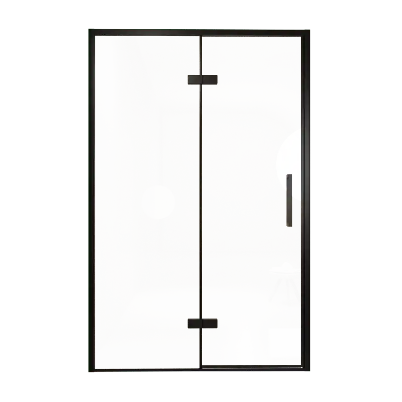 Balmani Senses Design porte pivotante à gauche 140 cm x 210 cm verre transparent, Profil noir