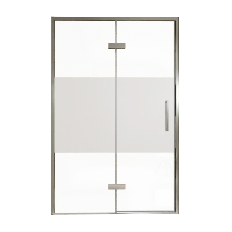 Balmani Senses Design porte pivotante à gauche 140 cm x 210 cm verre transparent avec bande matte, Profil chrome