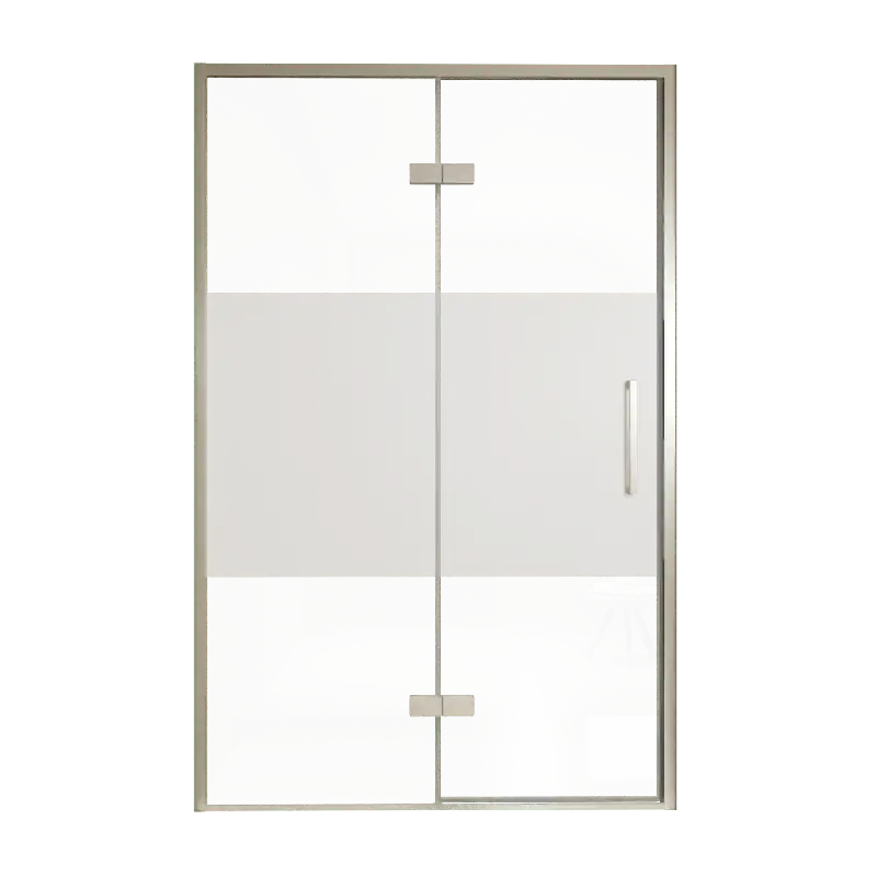 Balmani Senses Design porte pivotante à gauche 140 cm x 210 cm verre transparent avec bande matte, Profil Brushed CoolMetal