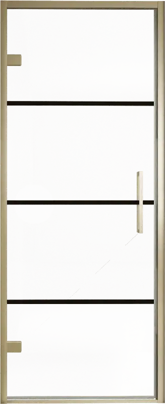 Balmani Senses Design porte pivotante à gauche 90 cm x 210 cm verre Lined, Profil Brushed Champagne Gold, coating inclus