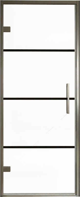 Balmani Senses Design porte pivotante à gauche 90 cm x 210 cm verre Lined, Profil Brushed GunMetal, coating inclus