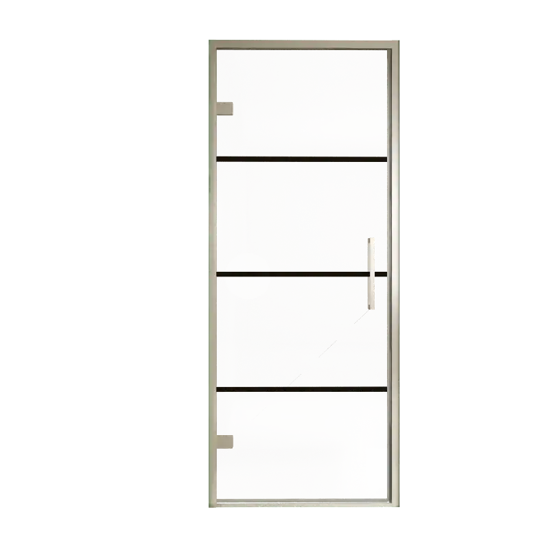 Balmani Senses Design porte pivotante à gauche 90 cm x 210 cm verre Lined, Profil Brushed CoolMetal, coating inclus