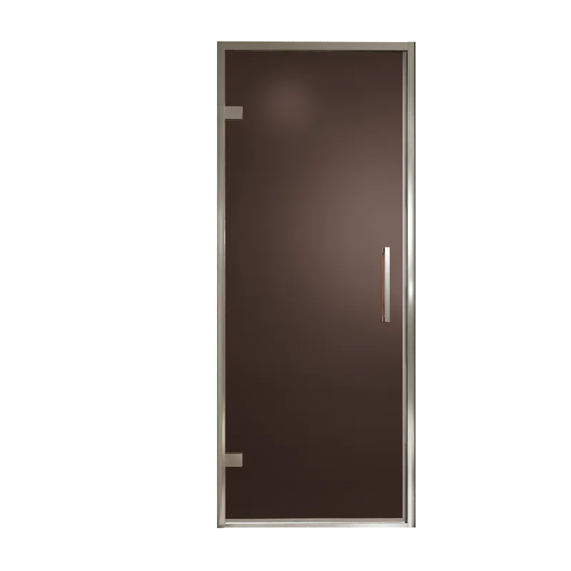 Balmani Senses Design porte pivotante à gauche 90 cm x 210 cm verre Bronze, Profil chrome, coating inclus