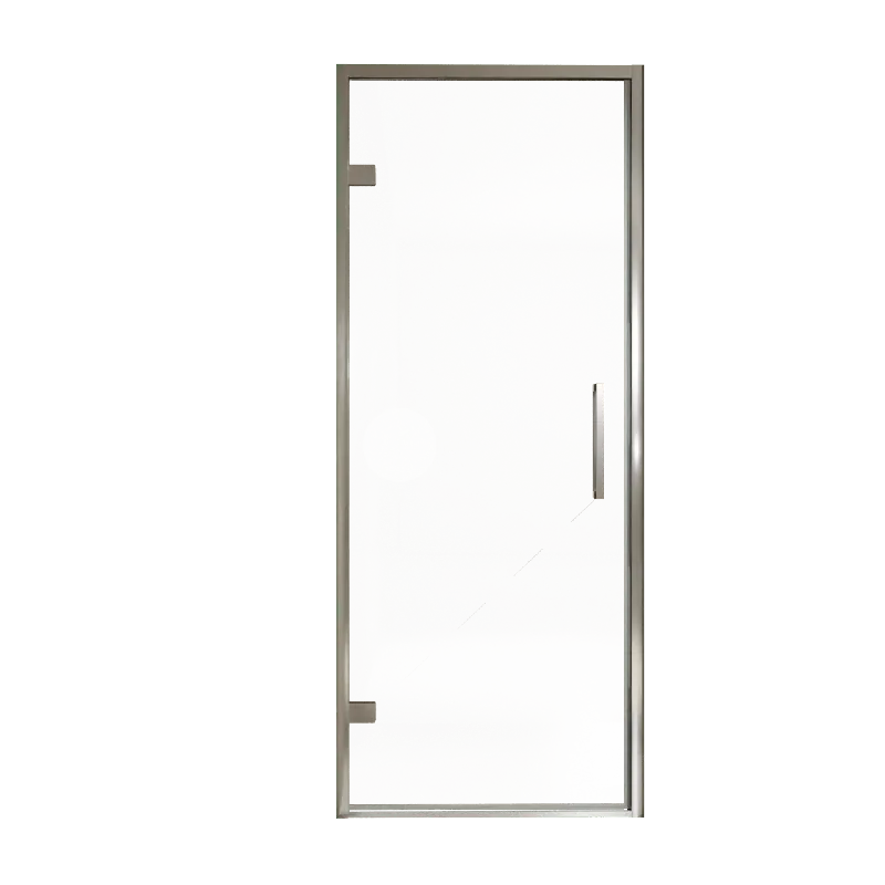 Balmani Senses Design porte pivotante à gauche 90 cm x 210 cm verre transparent, Profil chrome, coating inclus