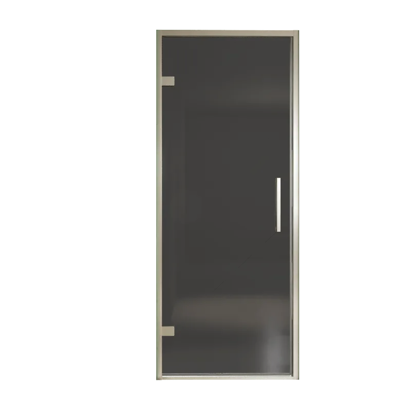 Balmani Senses Design porte pivotante à gauche 90 cm x 210 cm verre fumé, Profil Brushed CoolMetal, coating inclus