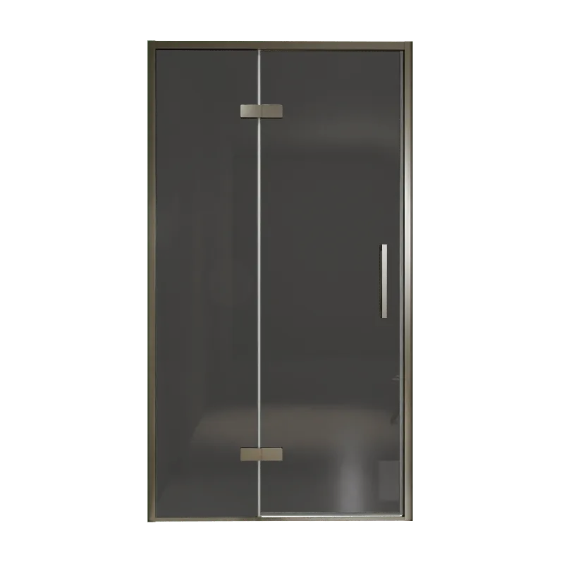 Balmani Senses Design porte pivotante à gauche 120 cm x 210 cm verre fumé, Profil Brushed GunMetal, coating inclus