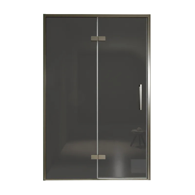 Balmani Senses Design porte pivotante à gauche 140 cm x 210 cm verre fumé, Profil Brushed GunMetal, coating inclus