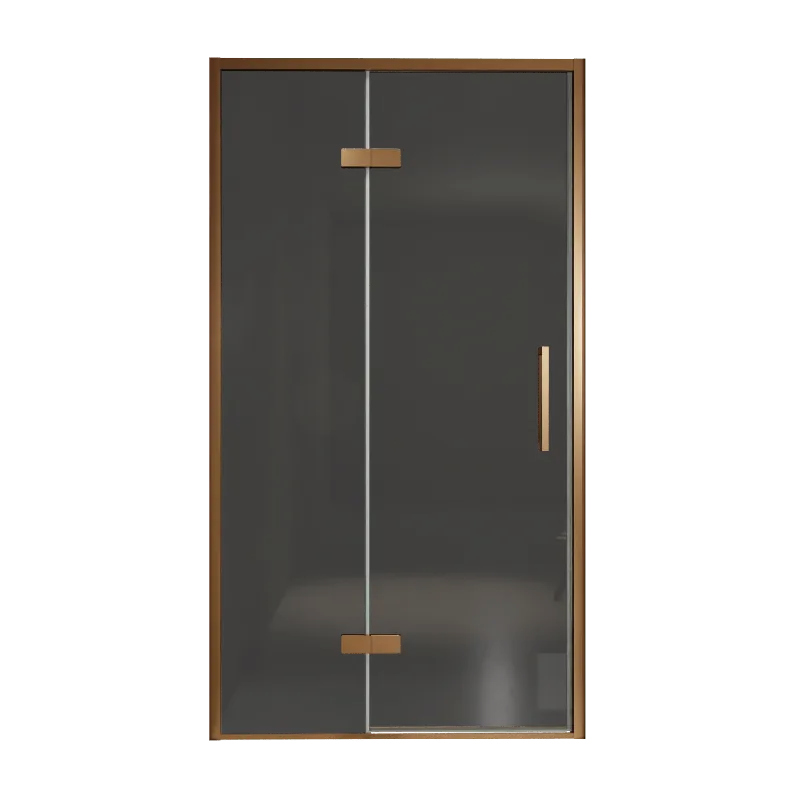 Balmani Senses Design porte pivotante à gauche 120 cm x 210 cm verre fumé, Profil Brushed Rosegold, coating inclus