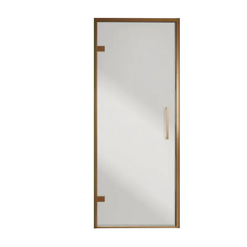 Balmani Senses Design porte pivotante à gauche 90 cm x 210 cm verre Miroir Reflex, Profil Brushed Rosegold, coating inclus