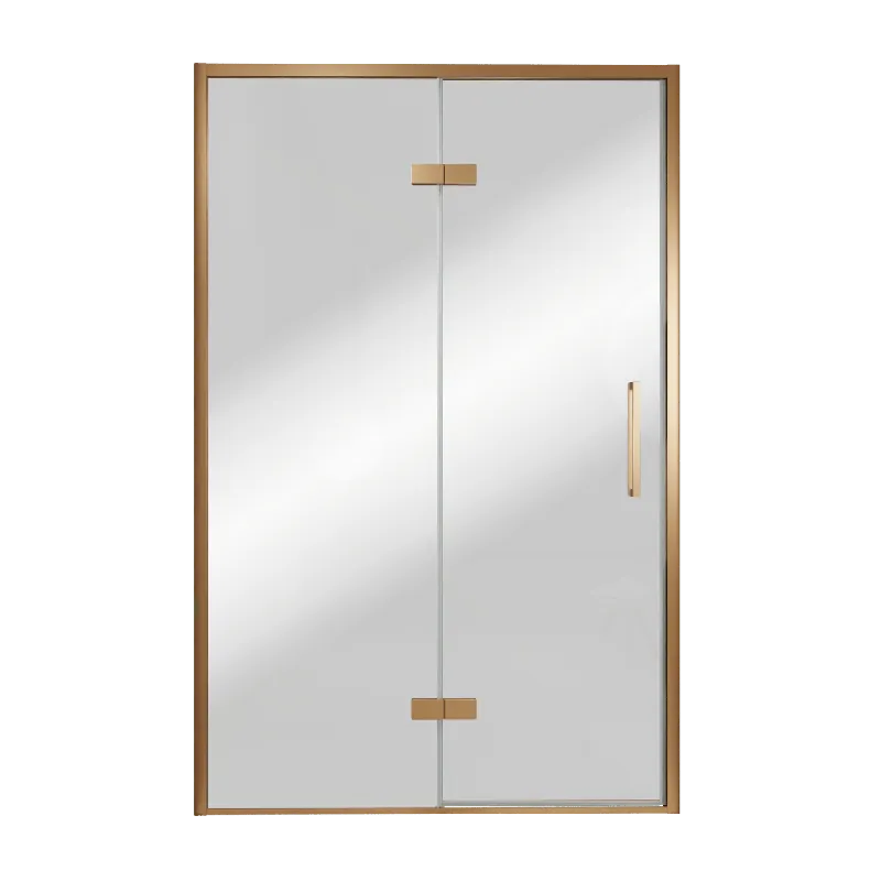 Balmani Senses Design porte pivotante à gauche 140 cm x 210 cm verre Miroir Reflex, Profil Brushed Rosegold, coating inclus