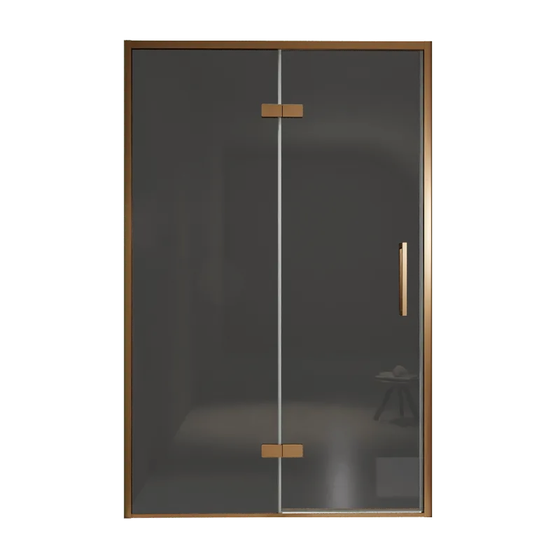 Balmani Senses Design porte pivotante à gauche 140 cm x 210 cm verre fumé, Profil Brushed Rosegold, coating inclus