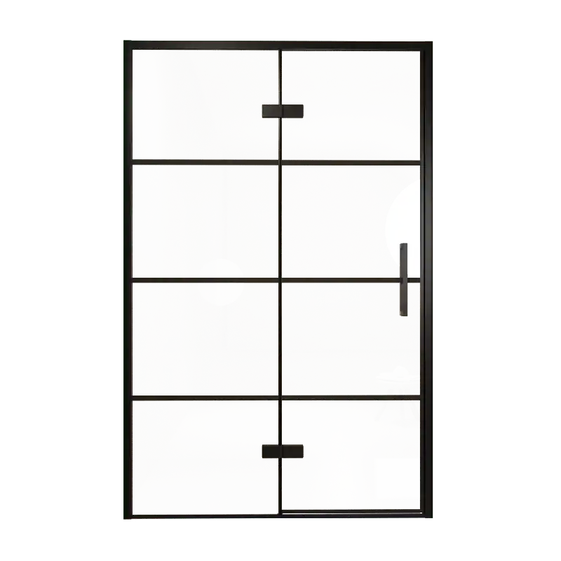 Balmani Senses Design porte pivotante à gauche 140 cm x 210 cm verre Lined, Profil noir, coating inclus