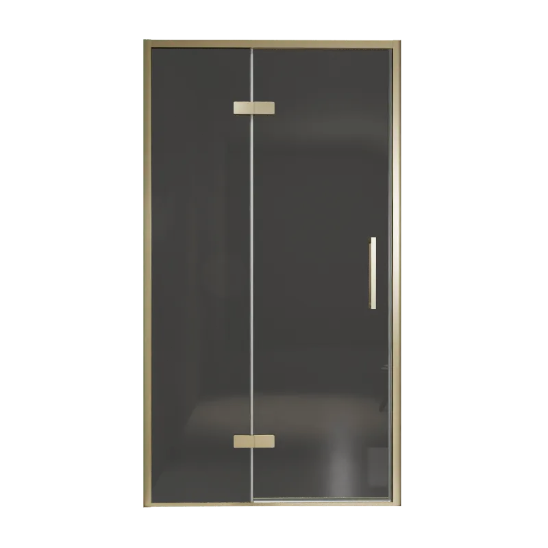 Balmani Senses Design porte pivotante à gauche 120 cm x 210 cm verre fumé, Profil Brushed Champagne Gold, coating inclus