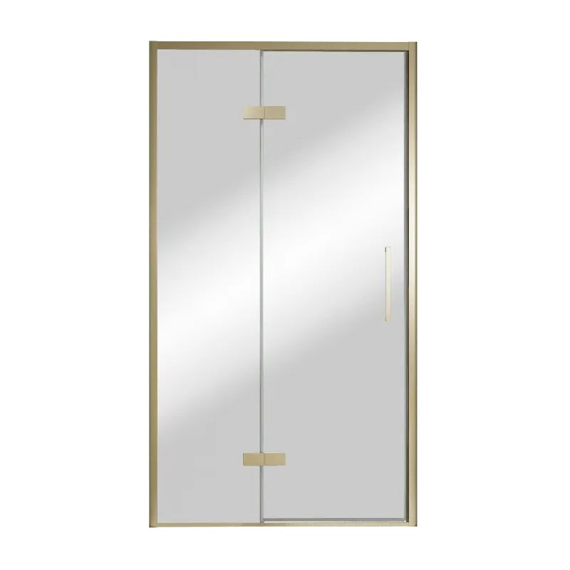 Balmani Senses Design porte pivotante à gauche 120 cm x 210 cm verre Miroir Reflex, Profil Brushed Champagne Gold, coating inclus
