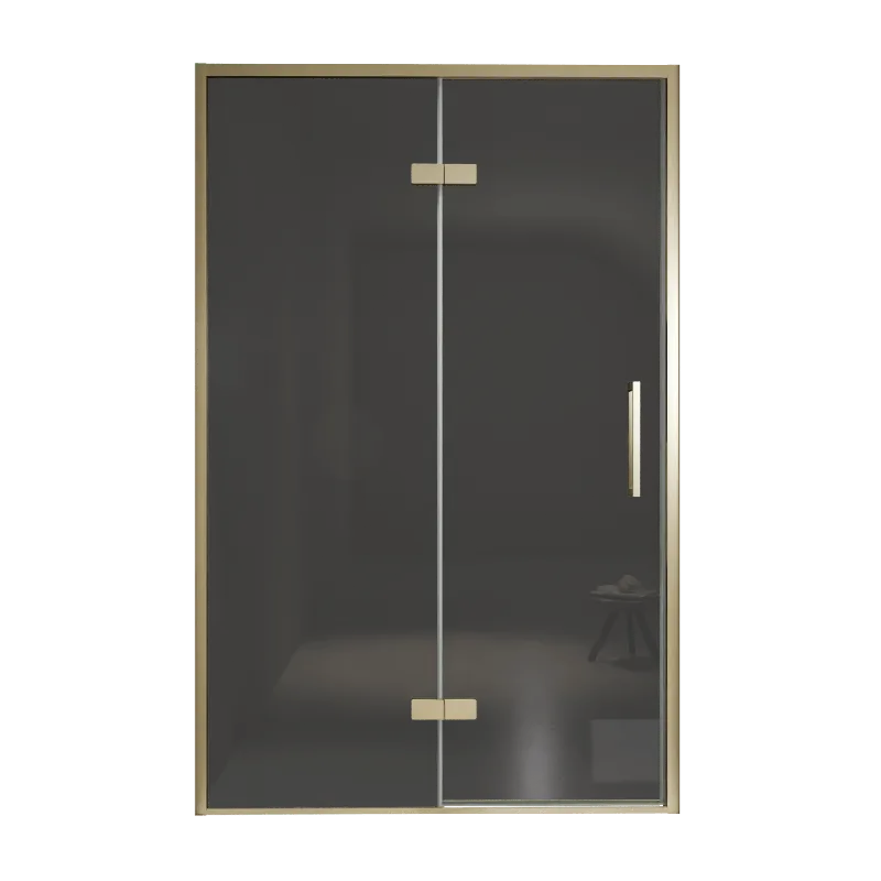 Balmani Senses Design porte pivotante à gauche 140 cm x 210 cm verre fumé, Profil Brushed Champagne Gold, coating inclus