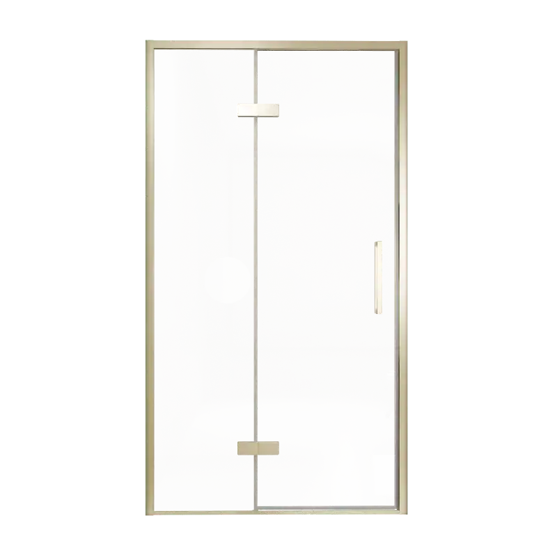 Balmani Senses Design porte pivotante à gauche 120 cm x 210 cm verre transparent, Profil Brushed Champagne Gold, coating inclus