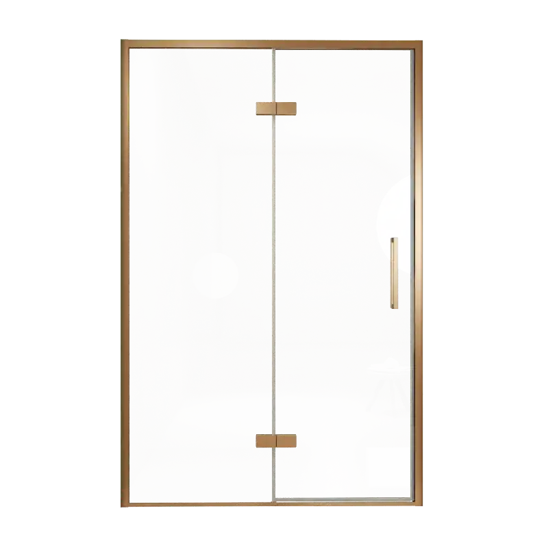 Balmani Senses Design porte pivotante à gauche 140 cm x 210 cm verre transparent, Profil Brushed Rosegold, coating inclus