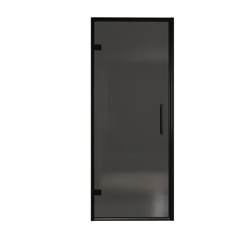 Balmani Senses Design porte pivotante à gauche 90 cm x 210 cm verre fumé, Profil noir, coating inclus