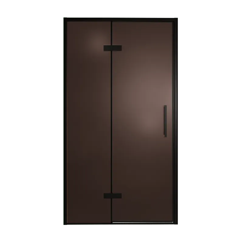 Balmani Senses Design porte pivotante à gauche 120 cm x 210 cm verre Bronze, Profil noir, coating inclus
