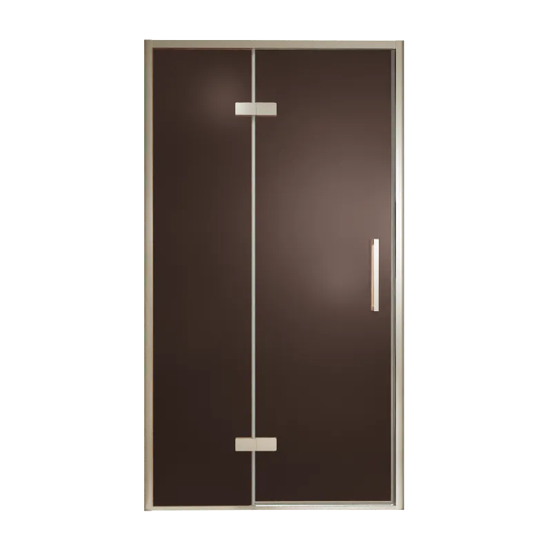Balmani Senses Design porte pivotante à gauche 120 cm x 210 cm verre Bronze, Profil Brushed CoolMetal, coating inclus