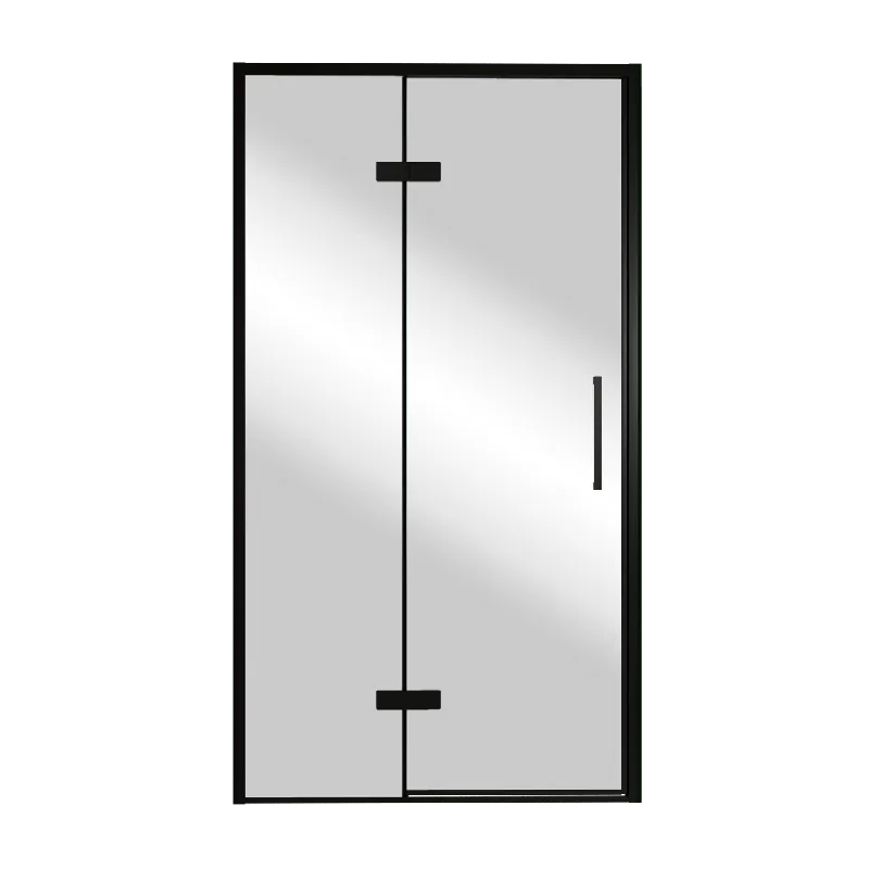 Balmani Senses Design porte pivotante à gauche 120 cm x 210 cm verre Miroir Reflex, Profil noir, coating inclus