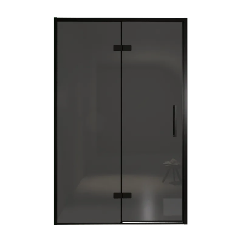 Balmani Senses Design porte pivotante à gauche 140 cm x 210 cm verre fumé, Profil noir, coating inclus