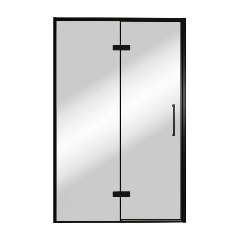 Balmani Senses Design porte pivotante à gauche 140 cm x 210 cm verre Miroir Reflex, Profil noir, coating inclus
