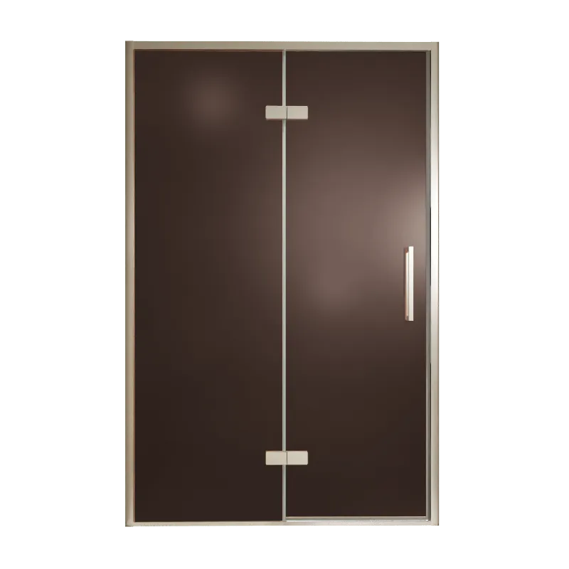 Balmani Senses Design porte pivotante à gauche 140 cm x 210 cm verre Bronze, Profil Brushed CoolMetal, coating inclus