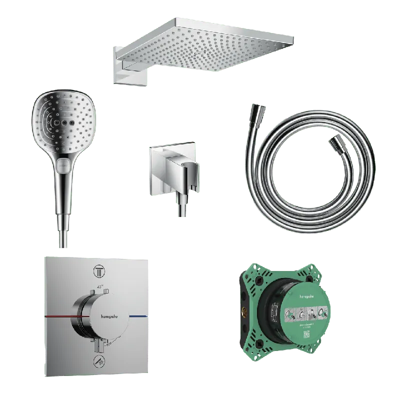 Hansgrohe Showerselect Comfort_E robinet thermostatique Colonne de douche de pluie encastré avec douche de tête 30 x 30 cm Chrome Brillant