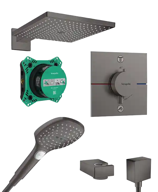 Hansgrohe Showerselect Comfort_E robinet thermostatique Colonne de douche de pluie encastré avec douche de tête 30 x 30 cm brushed black chrome