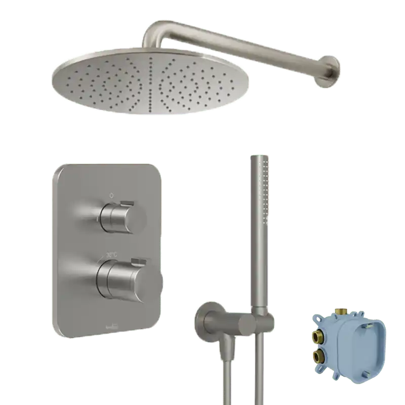 Blaufoss Smartbox Softline colonne de douche de pluie encastré robinet thermostatique brushed CoolMetal