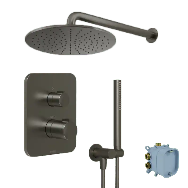 Blaufoss Smartbox Softline colonne de douche de pluie encastré robinet thermostatique Brushed GunMetal