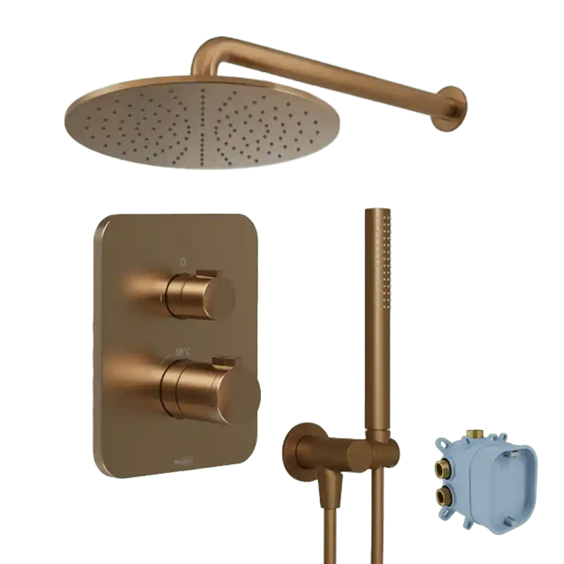 Blaufoss Smartbox Softline set de douche pluie encastré robinet thermostatique Brushed Rosegold
