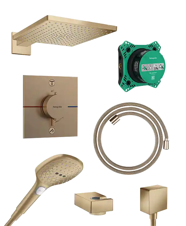 Hansgrohe Showerselect Comfort_E robinet thermostatique Colonne de douche de pluie encastré avec douche de tête 30 x 30 cm brushed bronze