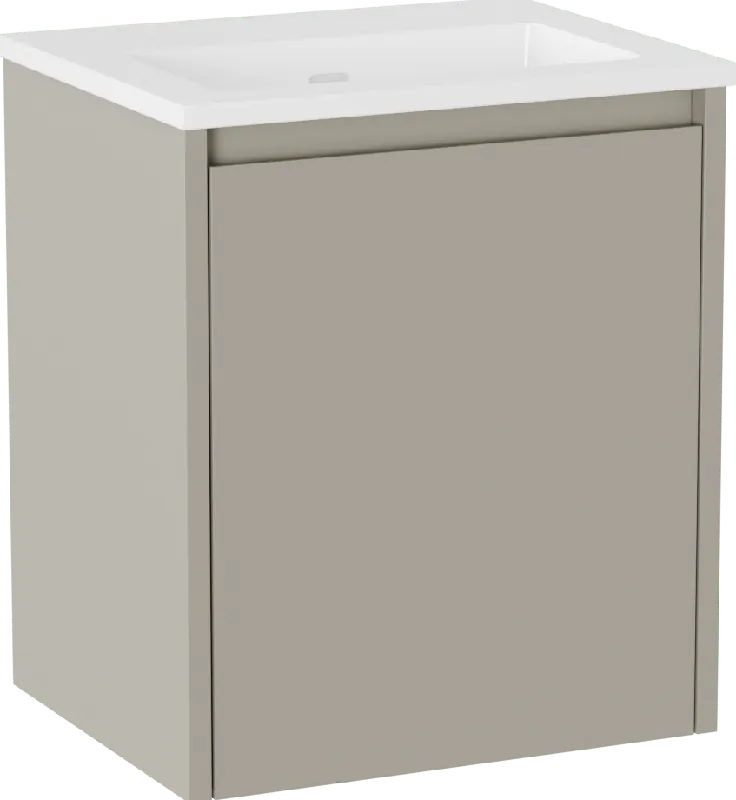 Storke Seda meuble salle de bains suspendu 45 x 35 cm soie grise avec Diva plan simple en marbre composite blanc brillant