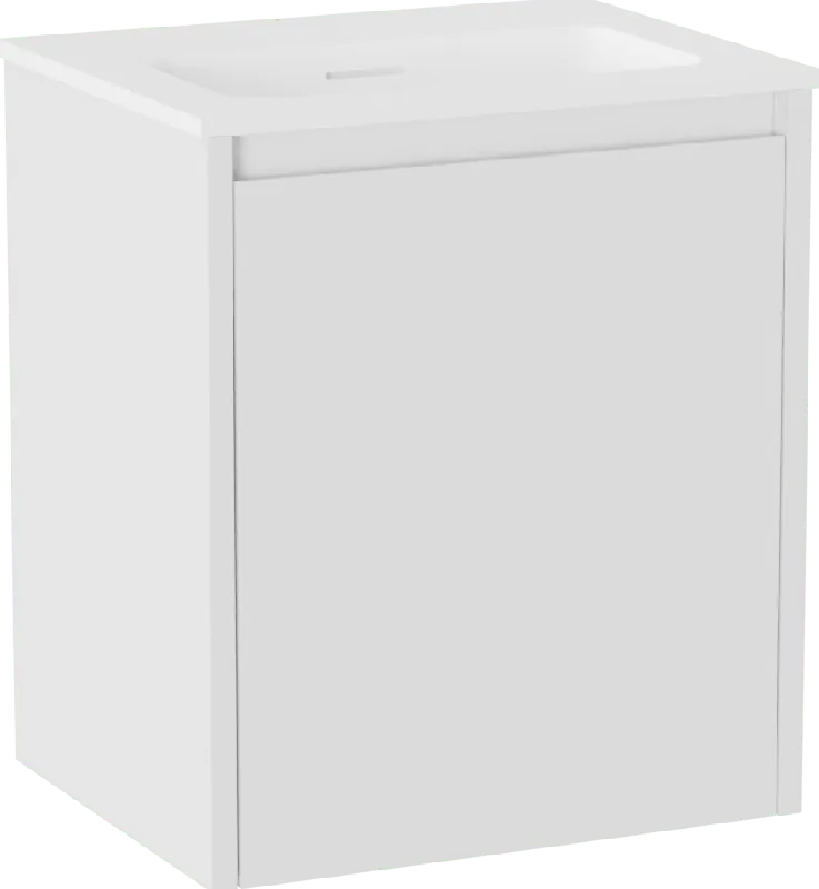 Storke Seda meuble salle de bains suspendu 45 x 35 cm blanc mat avec Mata plan simple en Solid Surface blanc mat