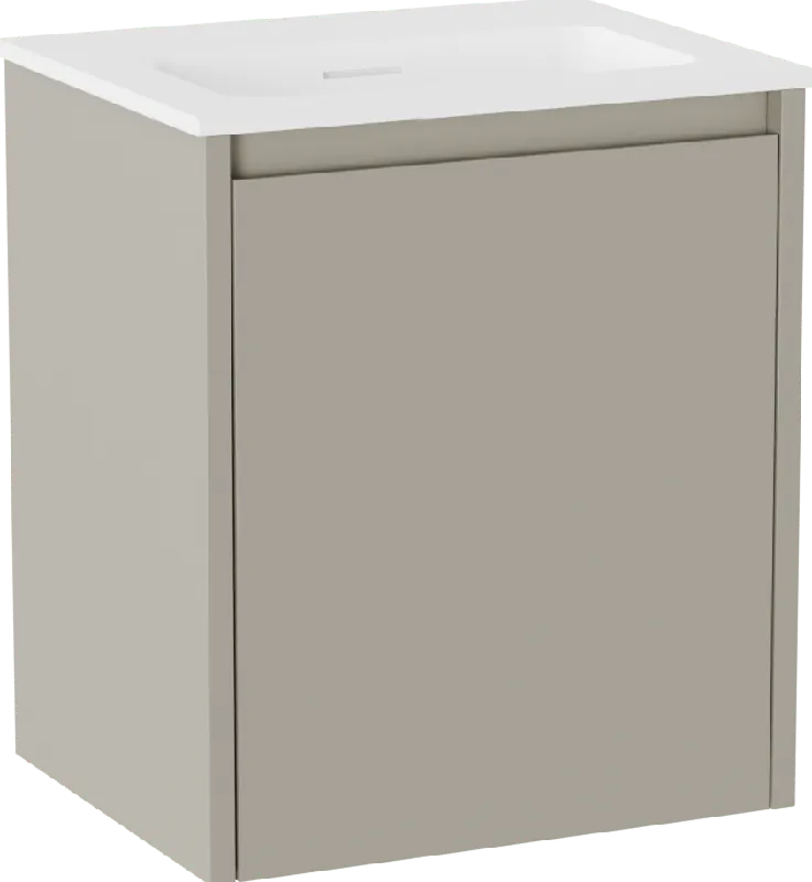 Storke Seda meuble salle de bains suspendu 45 x 35 cm soie grise avec Mata plan simple en Solid Surface blanc mat