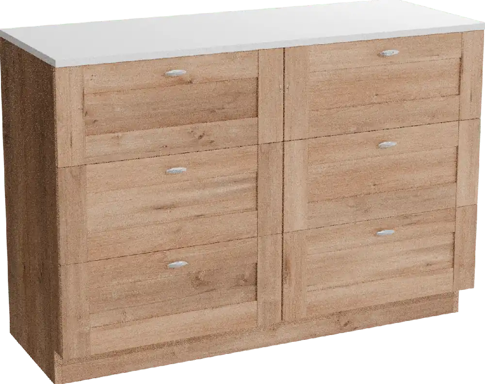 Linie Classo meuble salle de bains à poser 120 x 46 cm chêne naturel avec Lado tablette double en marbre composite blanc mat