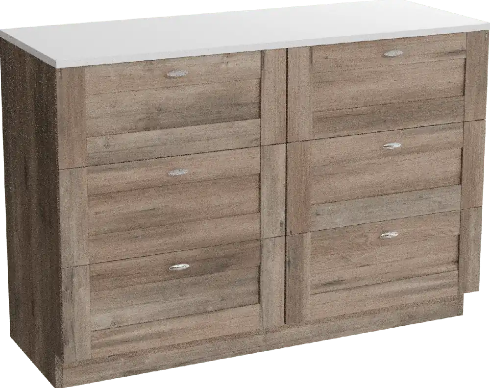 Linie Classo meuble salle de bains à poser 120 x 46 cm chêne gris avec Lado tablette double en marbre composite blanc mat