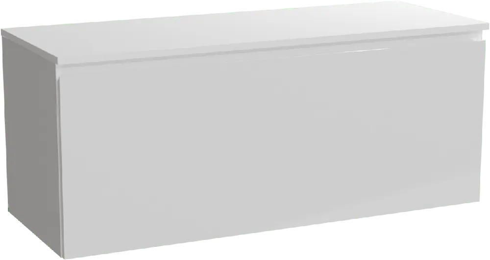 Linie Lado meuble salle de bains suspendu 120 x 46 cm blanc brillant avec Lado tablette double en marbre composite blanc mat