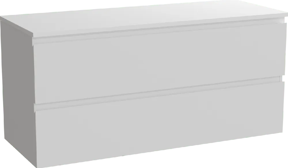 Linie Lado meuble salle de bains suspendu 120 x 46 cm blanc mat avec Lado tablette double en marbre composite blanc mat