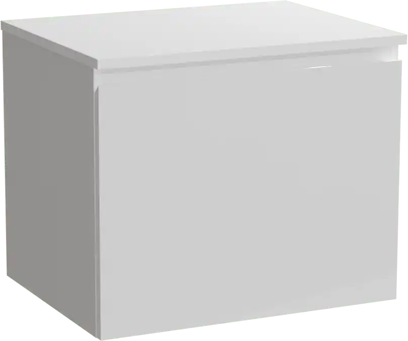 Linie Lado meuble salle de bains suspendu 60 x 46 cm blanc brillant avec Lado tablette simple en marbre composite blanc mat