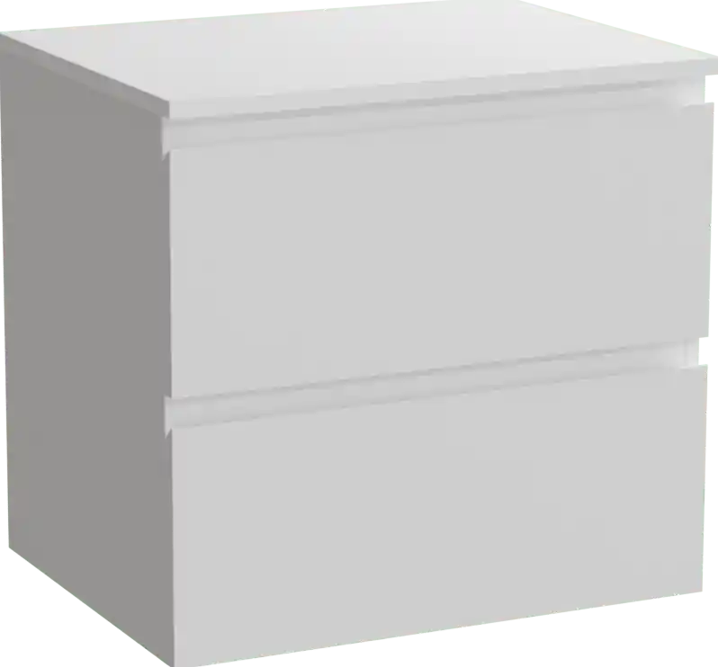 Linie Lado meuble salle de bains suspendu 60 x 46 cm blanc mat avec Lado tablette simple en marbre composite blanc mat
