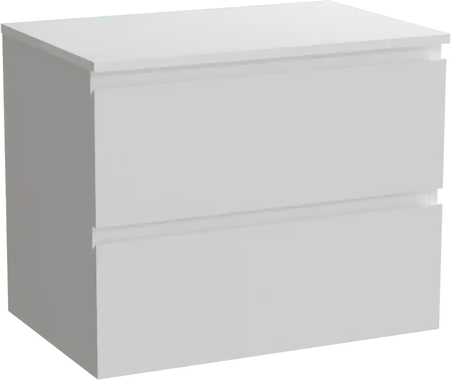 Linie Lado meuble salle de bains suspendu 70 x 46 cm blanc brillant avec Lado tablette simple en marbre composite blanc mat