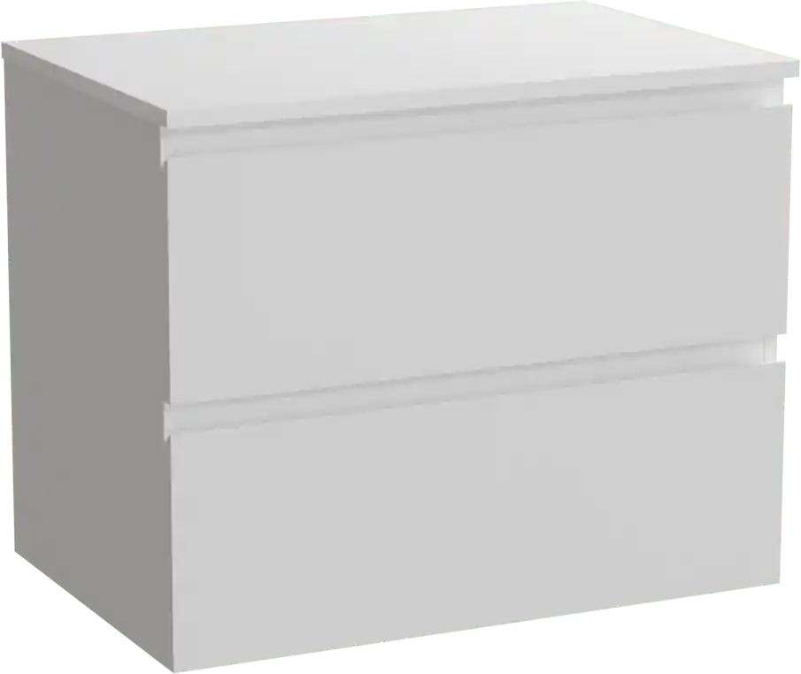Linie Lado meuble salle de bains suspendu 70 x 46 cm blanc mat avec Lado tablette simple en marbre composite blanc mat