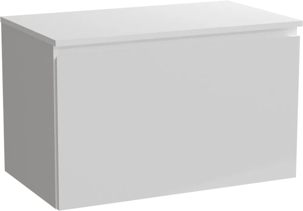 Linie Lado meuble salle de bains suspendu 80 x 46 cm blanc brillant avec Lado tablette simple en marbre composite blanc mat