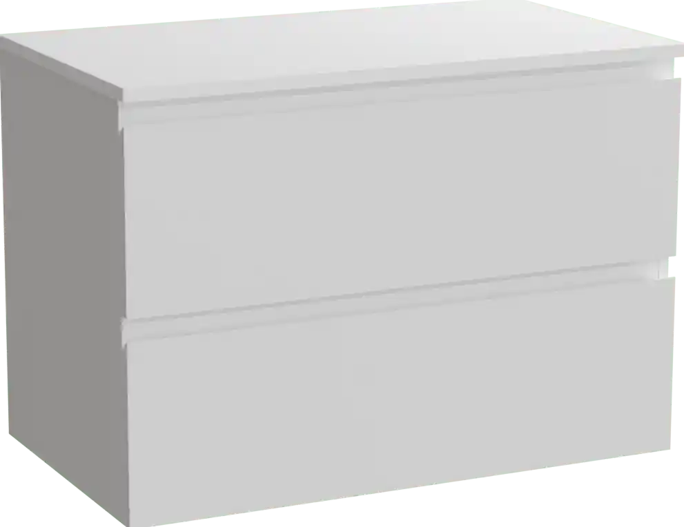 Linie Lado meuble salle de bains suspendu 80 x 46 cm blanc brillant avec Lado tablette simple en marbre composite blanc mat