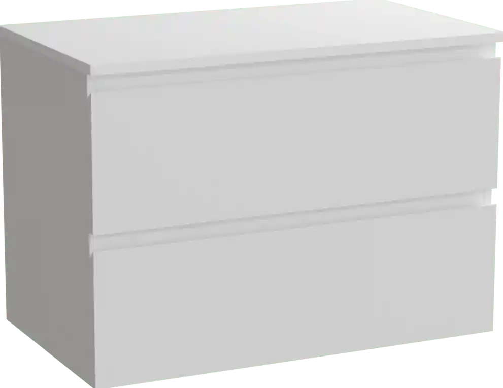 Linie Lado meuble salle de bains suspendu 80 x 46 cm blanc mat avec Lado tablette simple en marbre composite blanc mat