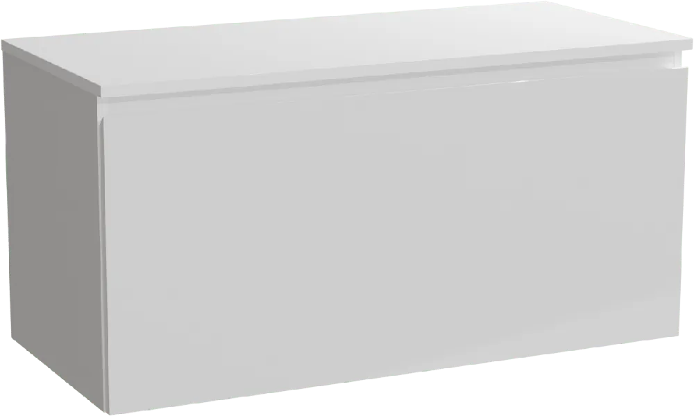 Linie Lado meuble salle de bains suspendu 100 x 46 cm blanc brillant avec Lado tablette simple ou double en marbre composite blanc mat